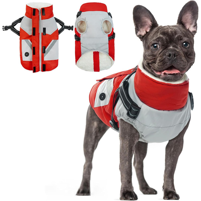 Зимовий одяг для собак, теплий зимовий одяг для маленьких собак, водонепроникний одяг для собак, одяг для собак чихуахуа (червоний, XS) XS (обхват шиї - 26 см, обхват грудей - 35 см) Червоний