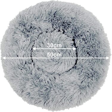 Кругла подушка-лежанка для собак та котів. М'яка, плюшева, різних кольорів (сірий, світло-сірий). Розмір M
