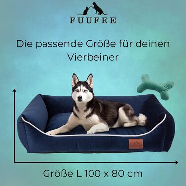 FUUFEE Лежанка для собак великих порід, 100 x 80 см, знімний водостійкий чохол на блискавці, колір морський