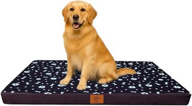 Ортопедичне ліжко для собак Odolplusz - великі породи | М'яке ліжко для собак середніх та великих порід | Матрац для собак з пральним покриттям | (100x70x7 см, Колір: Коричневий, Мотив: Кістка)
