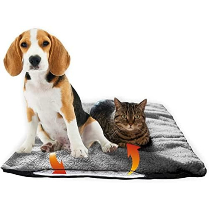 Тепла ковдра для собак Fellou 90 x 64 см - самонагріваюча, миється, без сторонніх звуків, сірого кольору