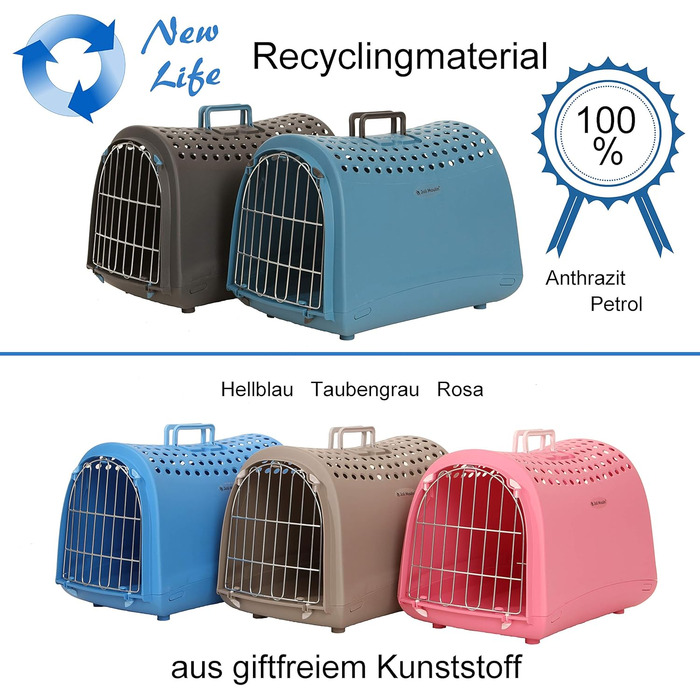 Транспортний бокс для котів та кошенят New Life 40x50 см, антрацит | екологічний, з переробленого пластику