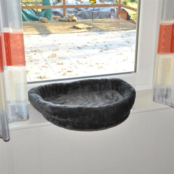 Підвіконна лежанка для великих котів Nanook, м'яка, XXL 60x45x13 см, сіра