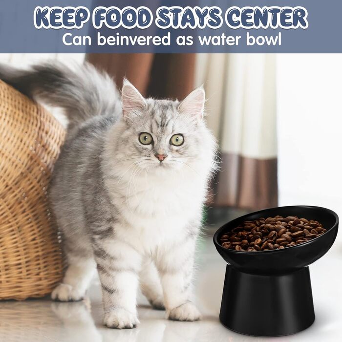 Набори мисок для котів Tanlade з підняттям, керамічні, антипротічні, для закритих котів та цуценят, 4 шт. (білий та сірий)