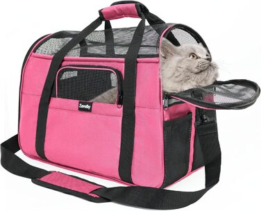 Транспортна сумка для котів та собак Zavothy, рожева, розмір M, з м'яким матрацом та регульованим ременем