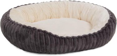 Квіткове ліжко для котів Wallace & Jones Cameron - овальне, м'яке, антиковзне, антрацит-бежеве, розмір S, 55 x 45 x 17 см