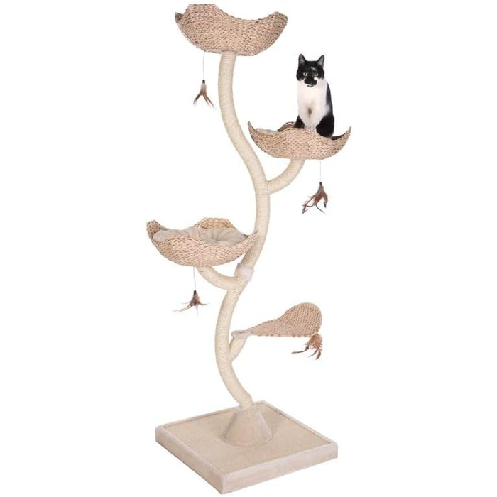 Драбина-кіготь для котів Zooplus Cat's Flower XXL з 3 лежаками та іграшками | 183 см | Міцна та стійка