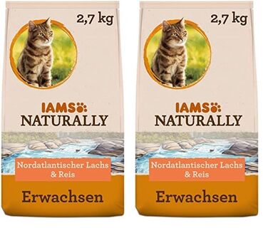 Сухий корм для котів IAMS Naturally з лососем та рисом, 2,7 кг (набір 2 шт)