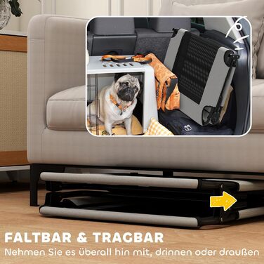 PawHut Лежанка для собак на вулицю, піднята лежанка для великих собак, складана, з металевим каркасом та сіткою, для відпочинку на вулиці та кемпінгу, 107x61x20 см, світло-сіра