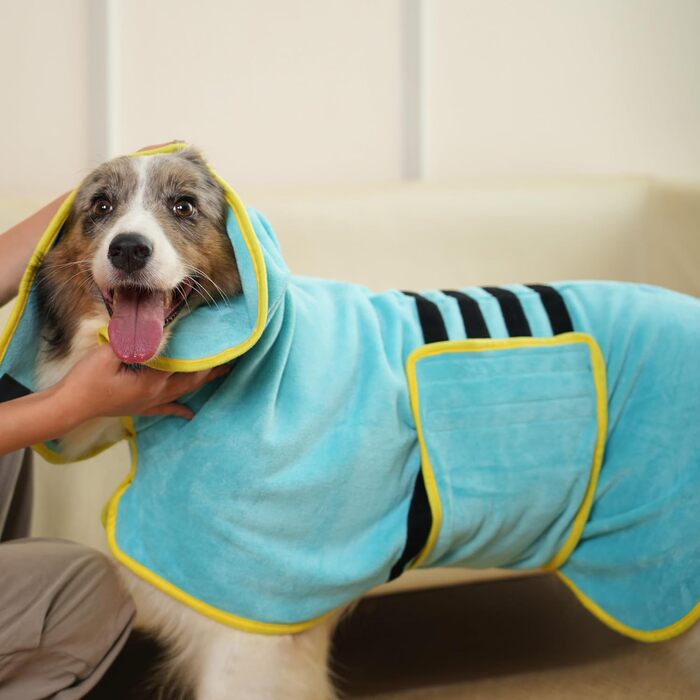 Рушник для собак Hezzuv: надпоглинаючий, мікрофібра, XL, блакитний. Швидке сушіння після снігу, для собак та котів.