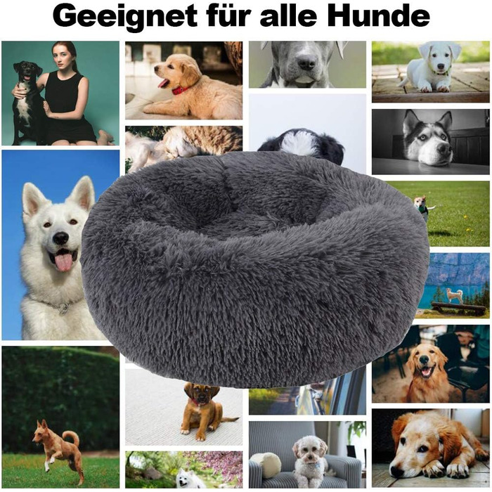 Кругле ліжко для собак та котів WSGJHB Deluxe, 80 см, бежеве, самонагріваюче, м'яке та дихаюче