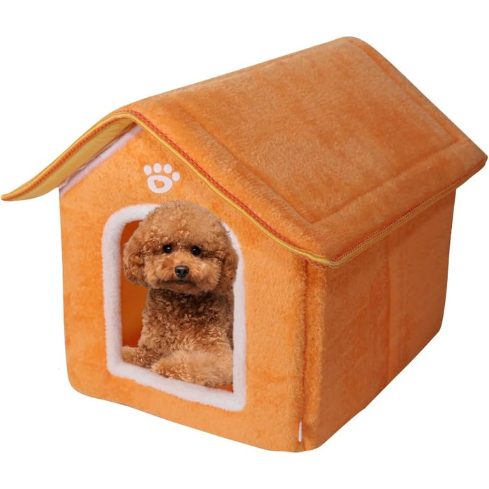 Будинок для собак та котів Galatée: теплий, м'який, з плюшу (XL, помаранчевий)