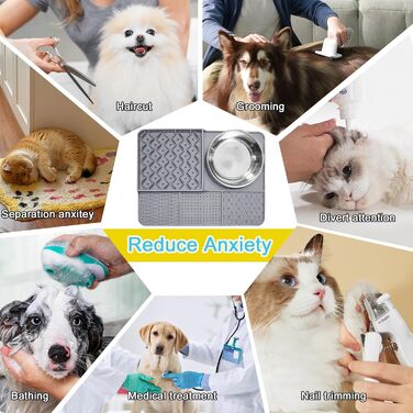 Шлека для собак Cooltto з лотком та шпателем: силіконова підстилка з присосками для купання, грумінгу та догляду за кігтями (сірий)