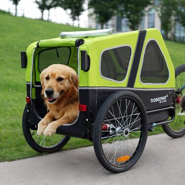 Doggyhut S-Line XL: велосипедно-колясочний візок для собак до 45 кг (зелений/чорний)