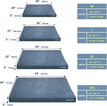 Килимок для собак Joyelf середнього розміру, 76 x 51 x 7.5 см, водонепроникний, знімний, для собак маленьких та середніх порід