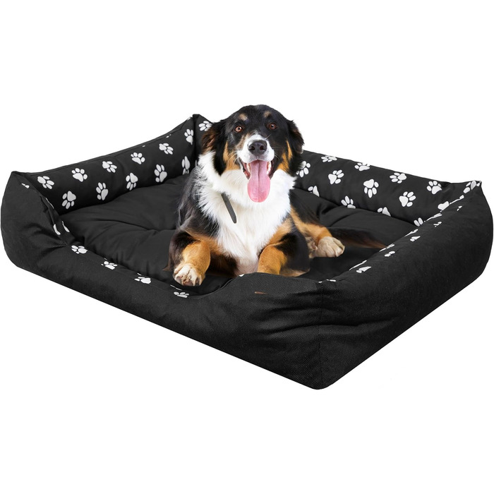 М'яке ліжко для собак та котів, 84x65 см, чорне. Зручне, з піднятими бортиками, легко миється.