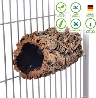 HappyBird Коркова печера-тунель для хвилястих папуг з кріпленням з нержавіючої сталі