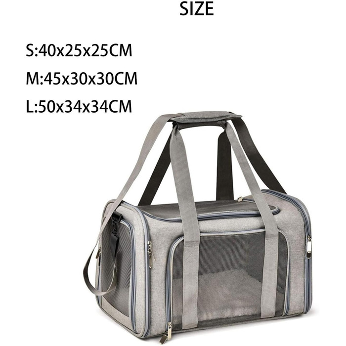 Транспортна переноска для кота ASTVDFQK, велика переноска для домашніх тварин, переноска для собак з плечовим ременем та знімним килимком, широкі плечові ремені, переноска для котів для подорожей (Blue,S) S Blue