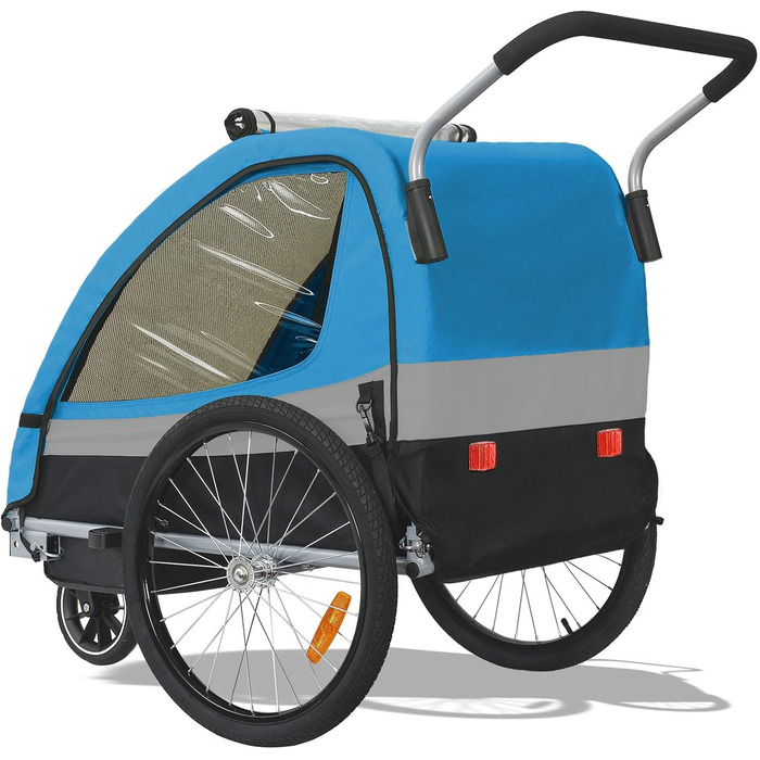 Дитячий причіп Tiggo 2 в 1: велосипедний причіп та біговий причіп для дітей, блакитний