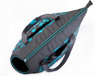 Транспортна сумка для собак і котів до 5 кг - практична переноска для тварин (20 x 42 x 22 см, блакитна з рослинним орнаментом)