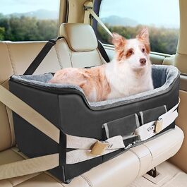 Babenest Автокрісло для собак XL, міцне, з ременем безпеки, складаний і праний кошик для авто для середніх собак, підвищене, для подорожей, велика місткість, на заднє сидіння
