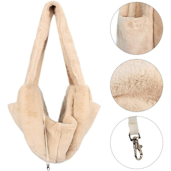 Трансформер для цуценят, плюшевий, теплий, для маленьких собак та котів, до 5 кг, м'який, зручний, звільняє руки, переноска для тварин, переноска для котів, переноска, широкий плечовий ремінь, портативна, бежевий