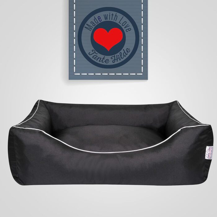 Танте Гільде лежанка для собак Нордерней – міцна, якісна, з вибором розмірів. Лежанка-кошик, лежанка-подушка (Чорний XL 80x60 см, ідеально для маленьких собак) L 80 x W 60 x H 20 см Чорний