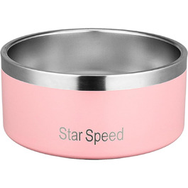 Миска для великих собак StarSpeed з нержавіючої сталі, нековзна, міцна, місткість 1,8 л, рожева