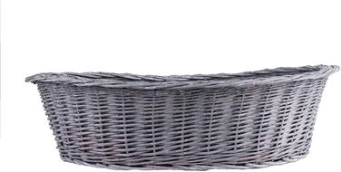 Плетенний корзинка для собак та котів з подушкою, 95x72x27 см (сірий/чорний)