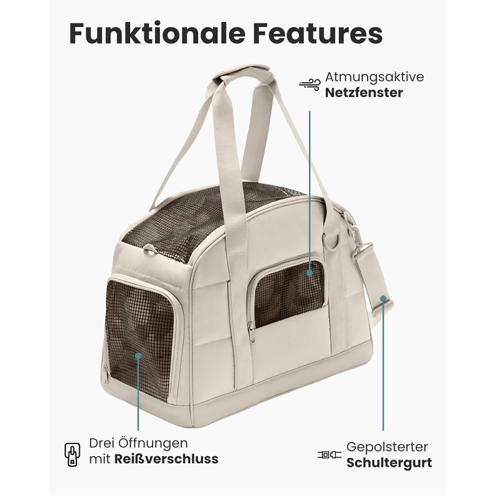 Транспортна сумка для собак Larkson Tjark (до 8 кг) Бежева - для подорожей літаком, підходить для собак та котів