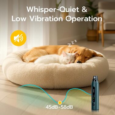 Електричний точило для кігтів домашніх тварин Mcbazel для котів та собак, тихий точило для собак з LED-підсвіткою, регульований з 5 швидкостями, точило для кігтів, алмазна шліфувальна диска