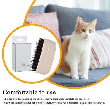 Щітка для котів для видалення шерсті та розпушування | Аксесуар для догляду за довговолосими собаками та котами | Для щоденного використання вдома та в подорожах, біла