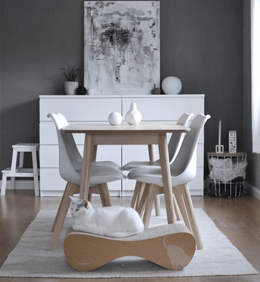 Картонна дряпалка myKotty біла, 71x21x25 см, для кошенят та дорослих котів