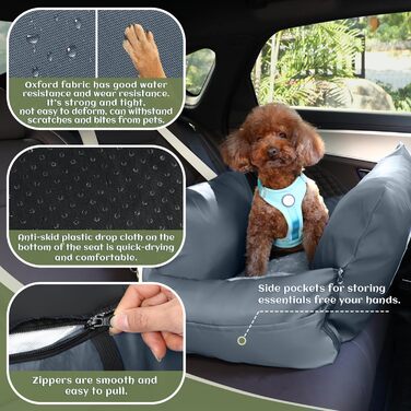 Автокрісло для тварин Booster: 2 шт. для собак та котів середніх та великих порід. З безпечними ременями та кишенями.