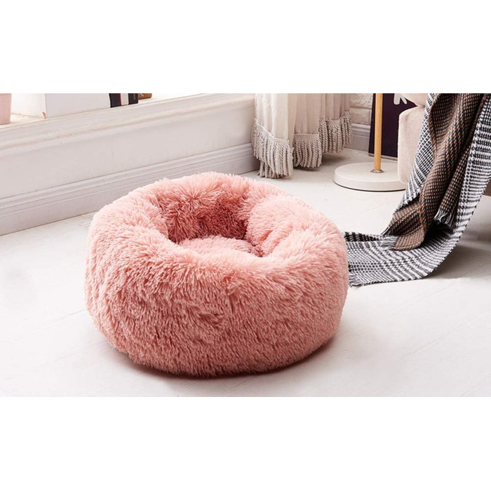 Кругле собаче ліжко великого розміру з подушкою M~XXL, для дому та на вулицю, водовідштовхувальне, 100x100 см, рожеве