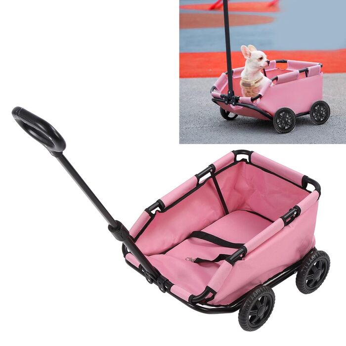 Візок для собак до 12,9 кг, універсальний для собак та котів, складаний, 4 колеса
