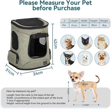 Рюкзак для котів та собак Petsfit - зелений, до 5 кг, з сіткою та регульованим ременем