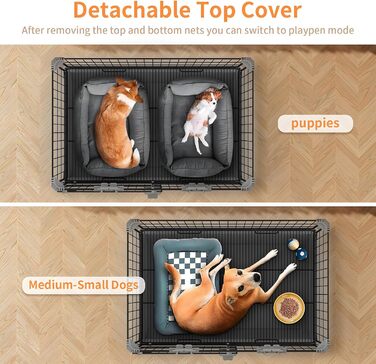 Клітка для собак середнього розміру, 76,2 см, металева собача будка для дому, дротяна клітка з ковзними дверима та знімним піддоном, відкрита зверху, чорна