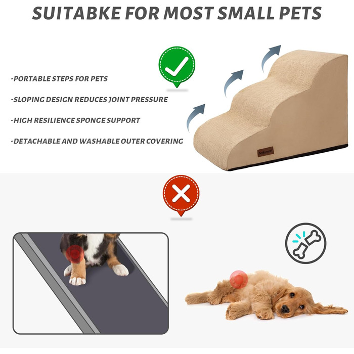 Сходинка для собак та котів Stufige, 3 сходинки, 40 см, колір хакі