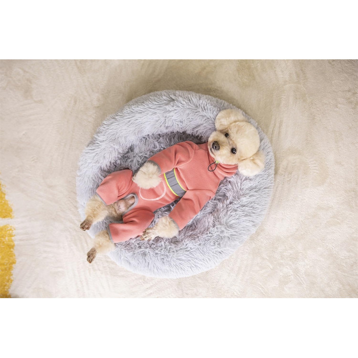 Флісова тепла куртка для собак на зиму, Onesie для цуценят з регульованою талією, D-кільцем та світловідбиваючими смугами, теплий одяг для собак, костюм для маленьких та середніх собак_L (L:Обхват грудей:48см/18.8дюймів; довжина спини:33см/12.9дюймів, рож