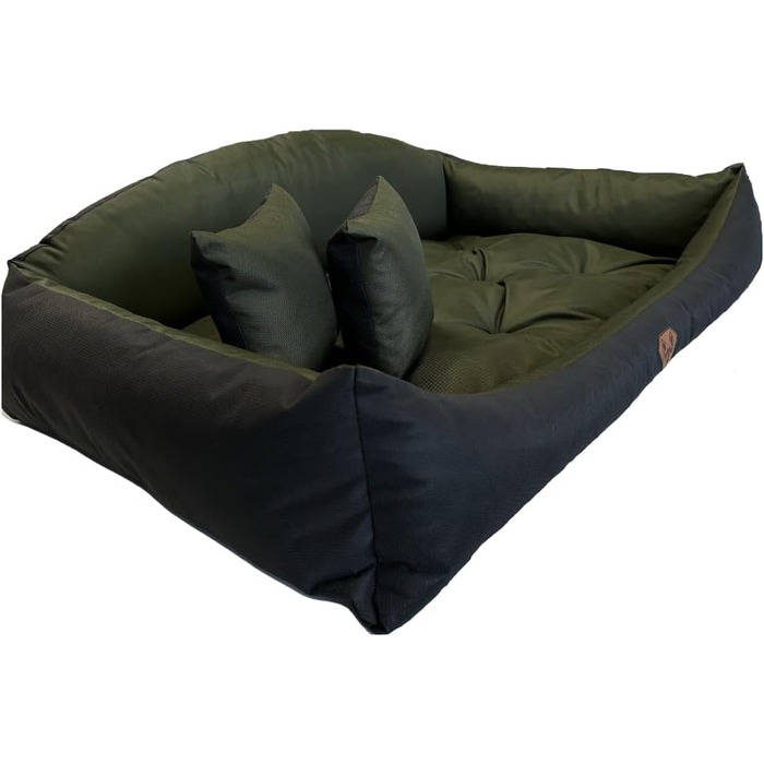 Ортопедичне ліжко для собак Dogs4Life: м'яке, миється, з можливістю персоналізації імені. Розміри S-XXL, колір хакі.