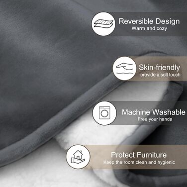 Водонепроникний коврик для собак з Sherpa Fleece, 127x152 см, для захисту меблів, сірий, можна прати