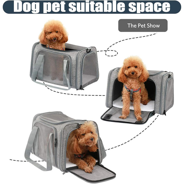 Транспортна сумка для тварин, переноска для собак та котів, складана переноска для подорожей, сіра (L)