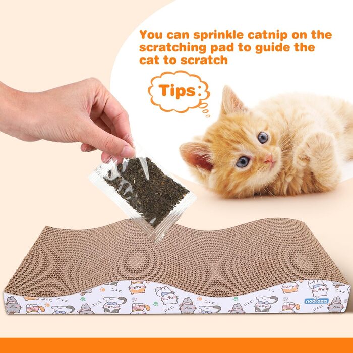 Котячі кігтеточки Nobleza (4 шт.) з м'ятою, з гофрокартону, екологічні, преміум-якість