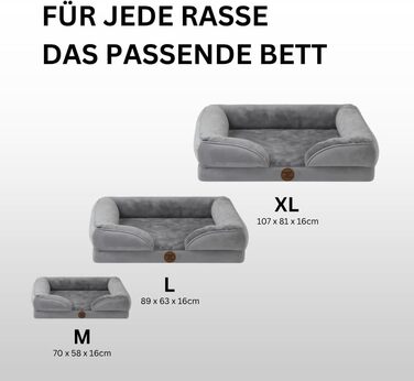 Ортопедичне ліжко для собак ZURMATRADE з піною з пам'яті – миється, нековзне та зручне – для великих та маленьких собак – сірого кольору, видалення шерсті XL (107x81,5x16,5 см)