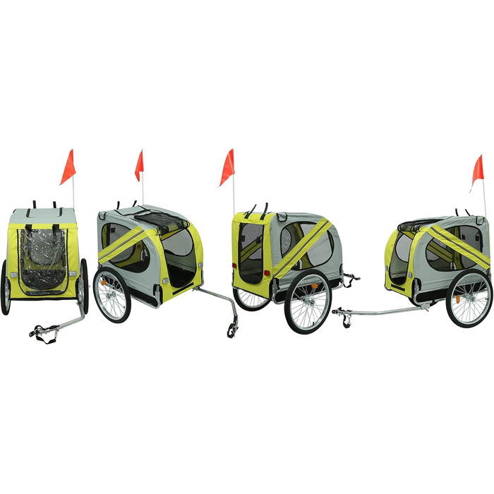 Фahrрадна причеп для собак, складний, Oxford Tuch, з відбивачами, 73x137x90 см, до 40 кг, червоно-чорний A (жовтий A)