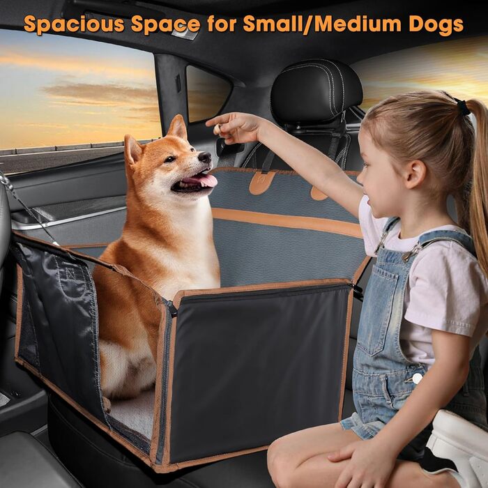 Автомобільний лежак для собак Mixjoy - великий, з PU-шкіри, для середніх, великих та маленьких собак, знімний чохол, напівлежак