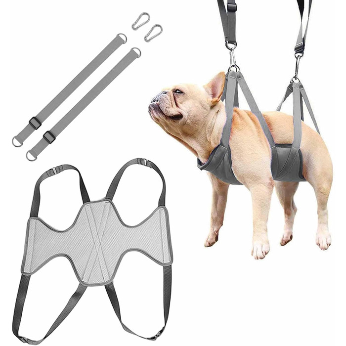 Гамак для грумінгу тварин OVIVER, зручний, портативний, для собак та котів (сірий, M)