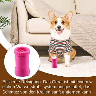 Електричний очищувач лап для собак Ahuuen, мийка для лап | Портативний пристрій для догляду за котами, USB-зарядка | Для брудних кігтів (Рожевий)