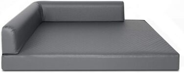 Крісло-ліжко для собак Mayaadi-Home Eck, сіре, 80x100x10 см, з штучної шкіри